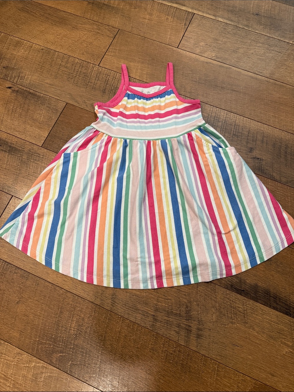 Garanimals Rainbow Stripe Tank Dress with Pink Trim